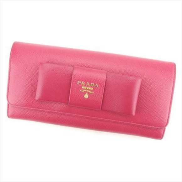 Prada Wallet Purse Long Wallet Pink leather Woman Authentic Used G1276 - Picture 1 of 7